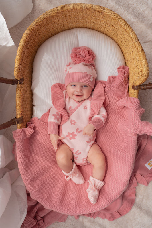 FRILL KNIT BLANKET | STRAWBERRY