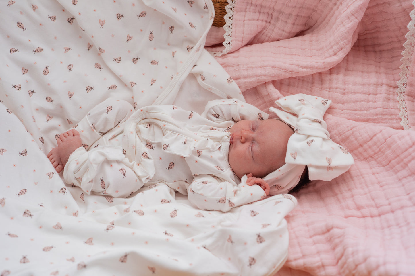 FRILL ZIP ROMPER | PINK LADYBUG