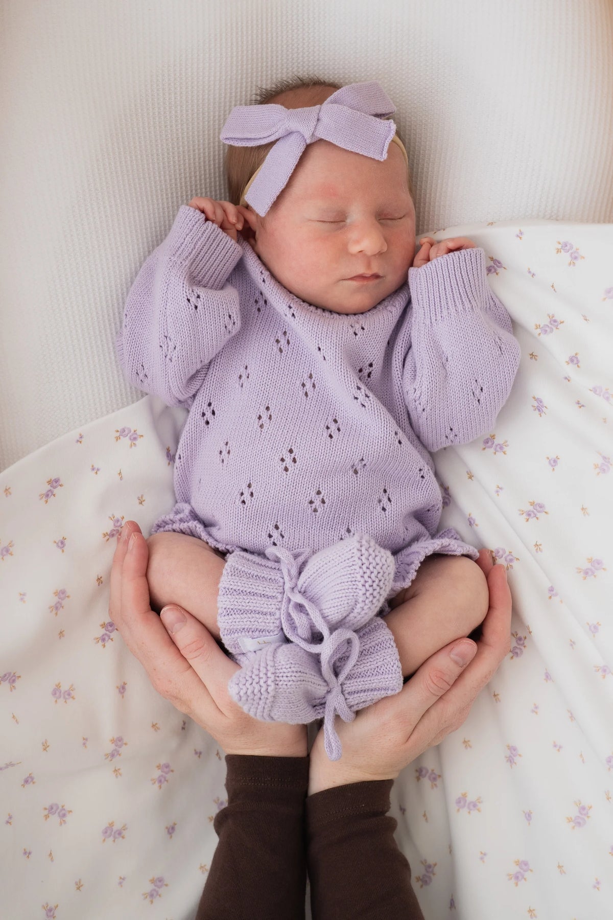 FRILL KNIT POINTELLE ROMPER | Pastel Lilac