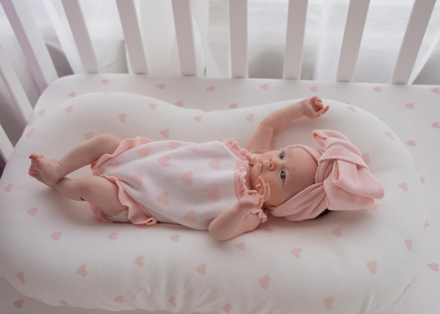 KNIT SINGLET ROMPER | Pink Hearts