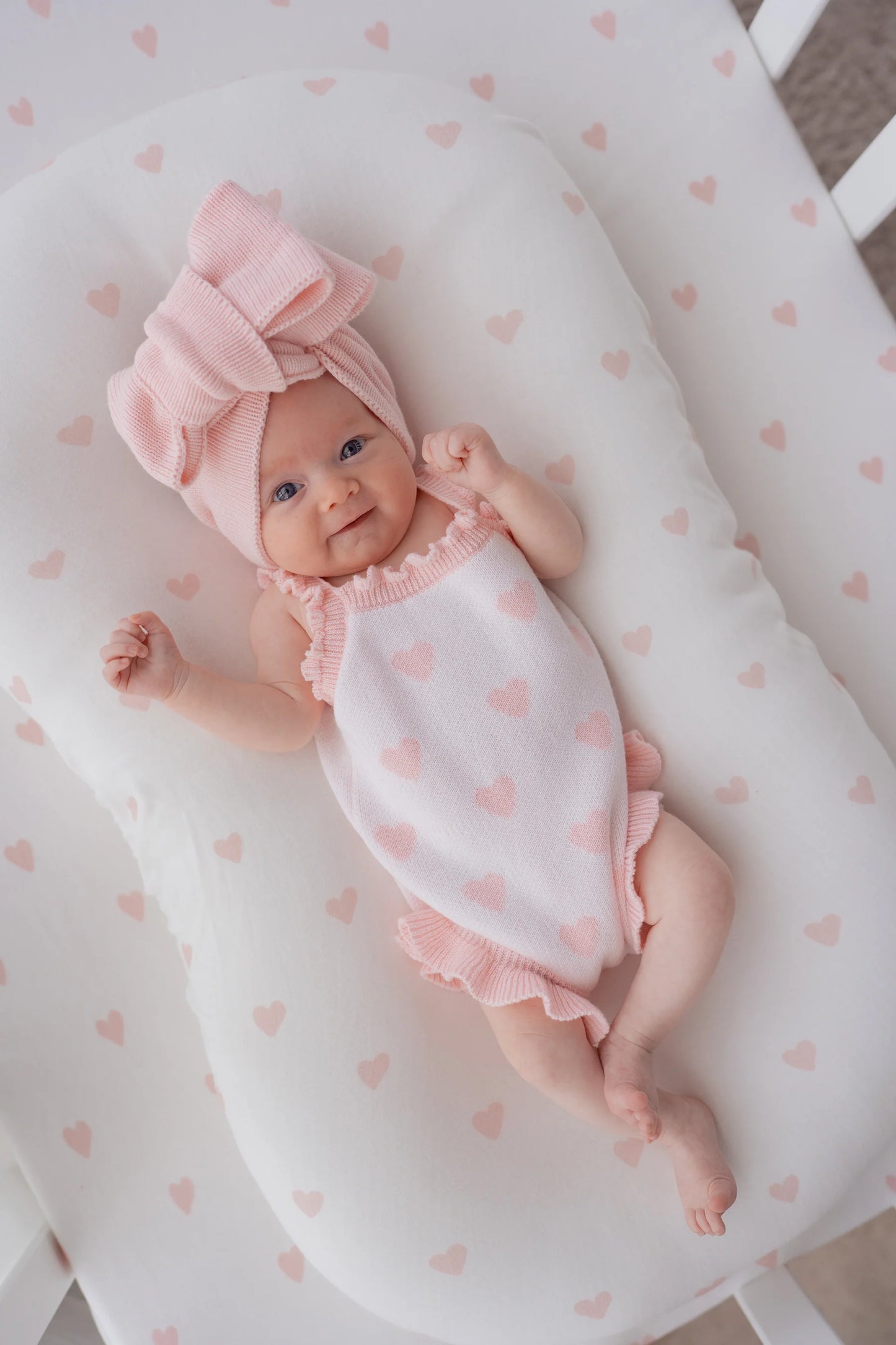 KNIT SINGLET ROMPER | Pink Hearts