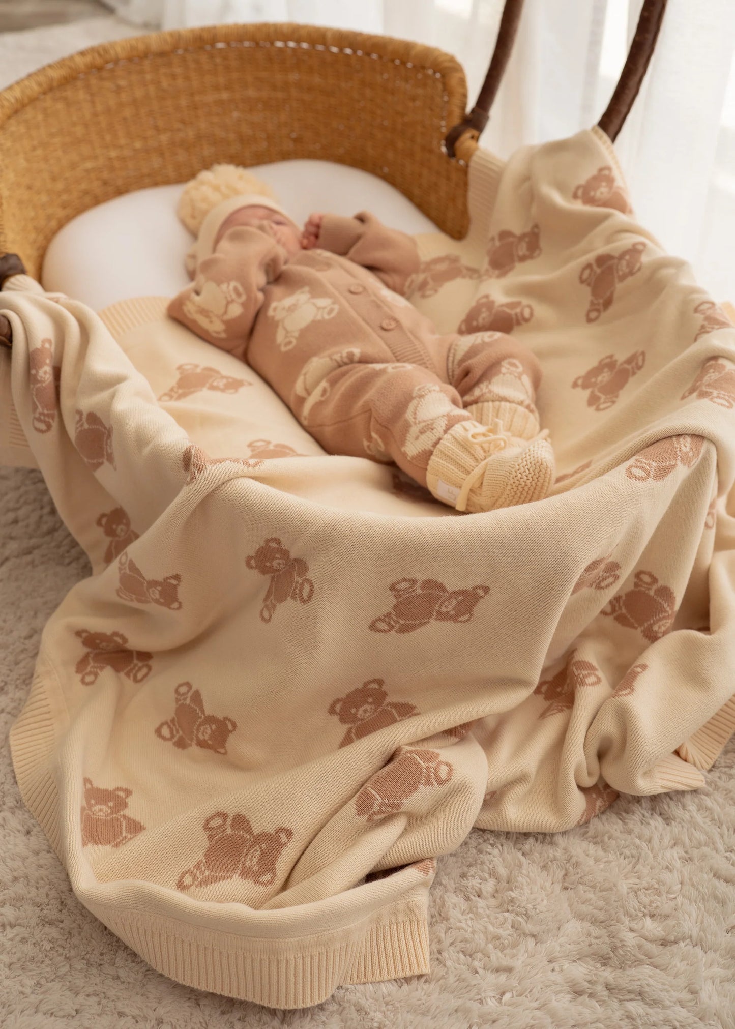 BORDER KNIT BLANKET | Teddies