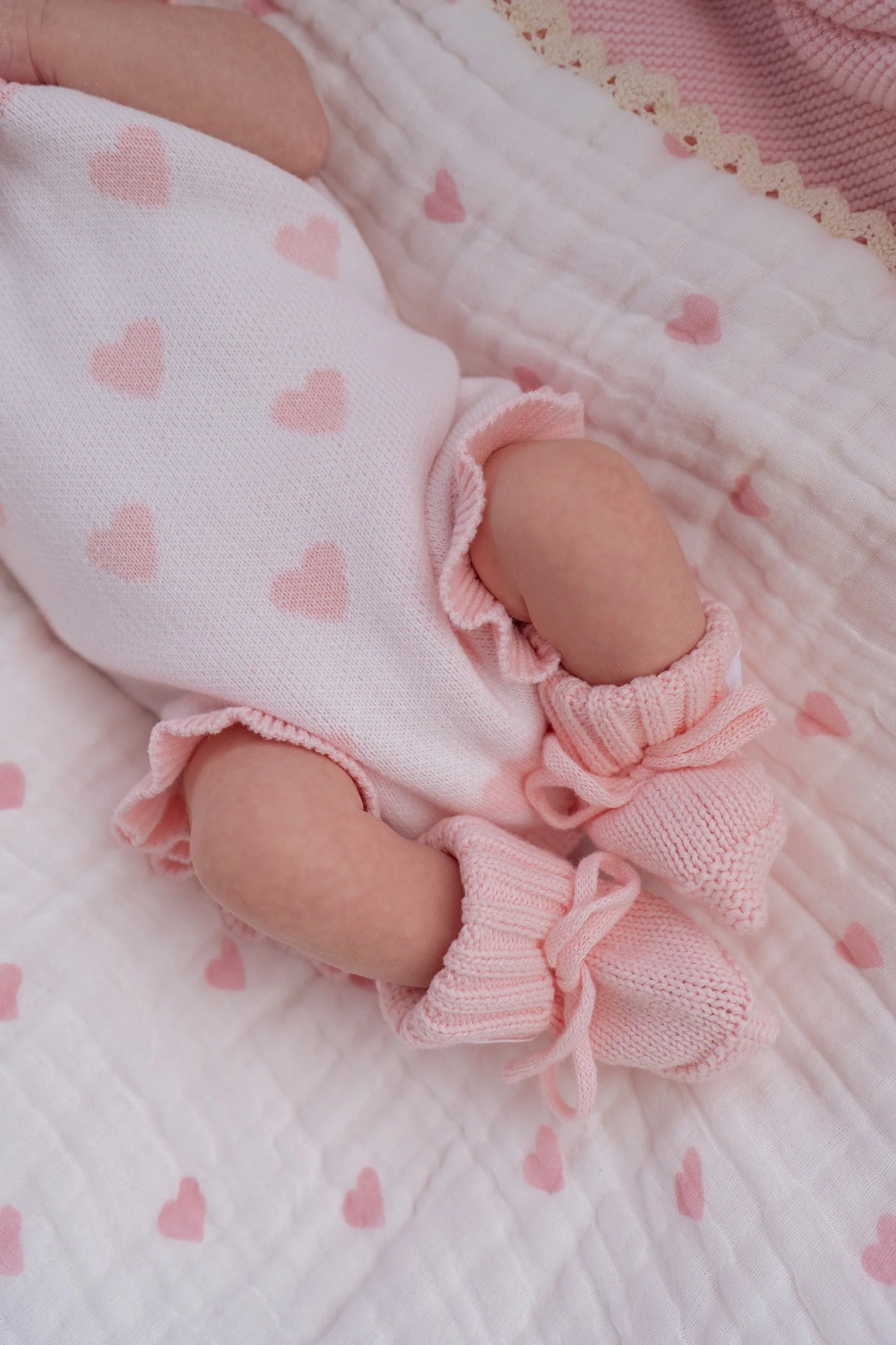 KNIT SINGLET ROMPER | Pink Hearts