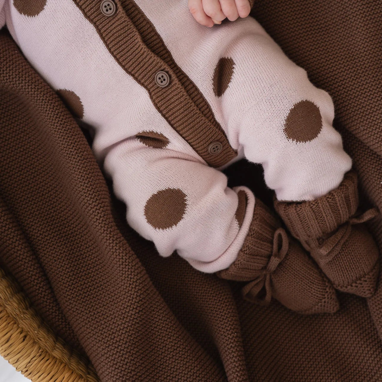 CLASSIC KNIT ROMPER | Choc Pink Polka