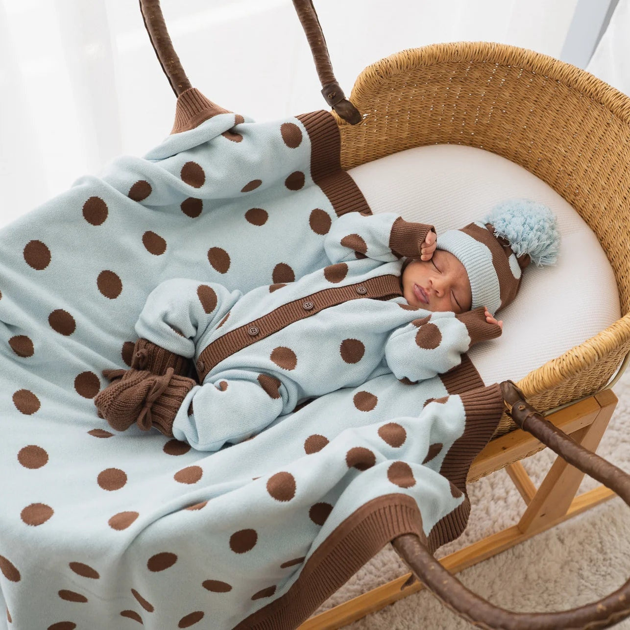 CLASSIC KNIT ROMPER | Choc Blue Polka