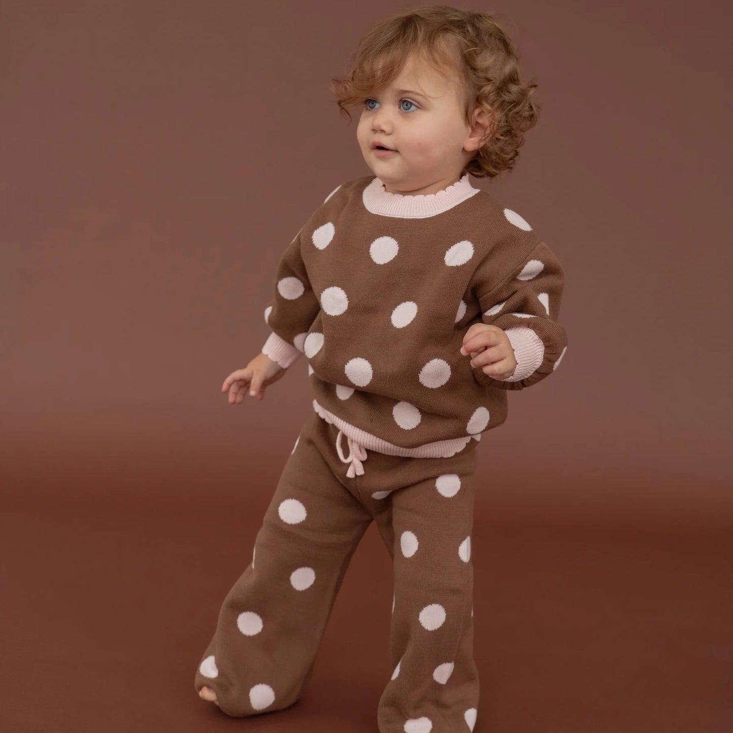 KNIT Set | Choc Pink Polka