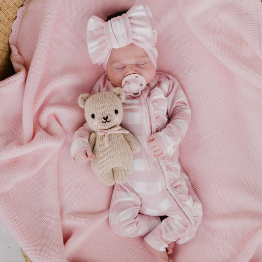 Frill Zip Romper - Pink Gingham