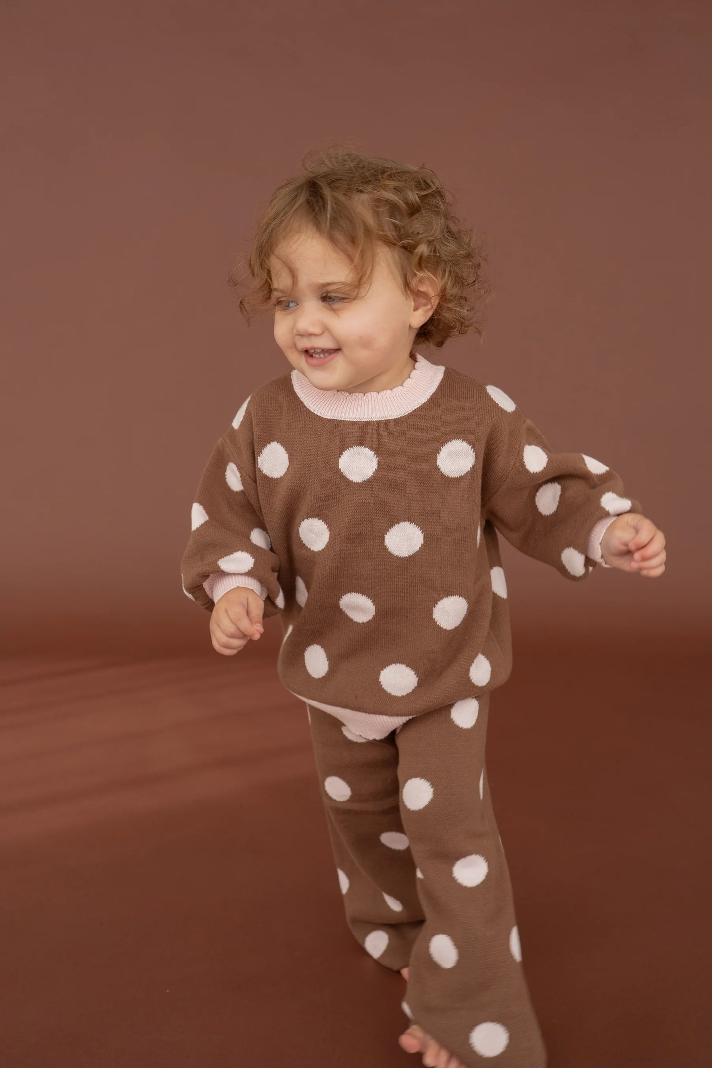 KNIT Set | Choc Pink Polka