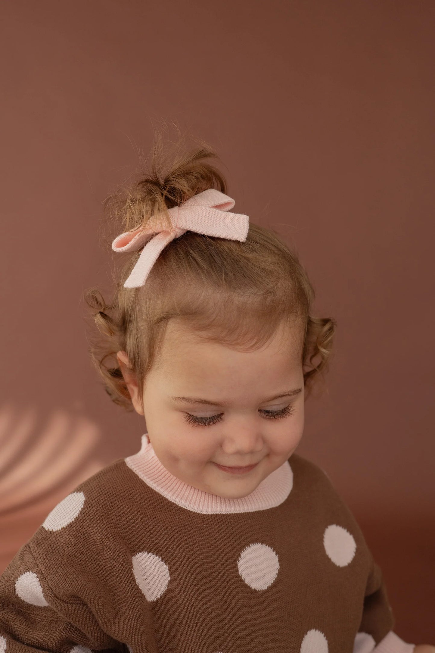 Twin Bow Clips | Baby Pink Knit