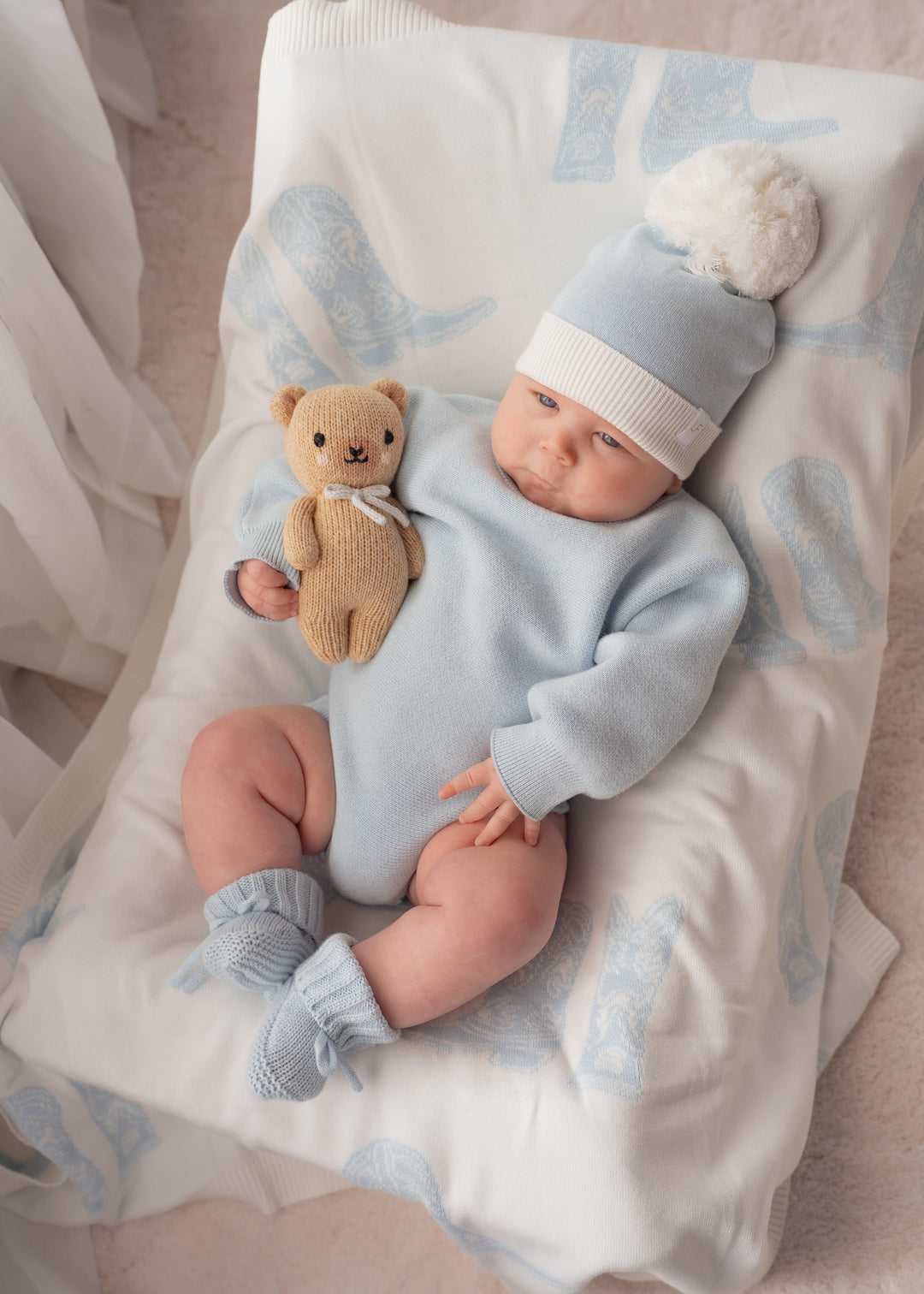 Flat Knit Romper | Sky Blue