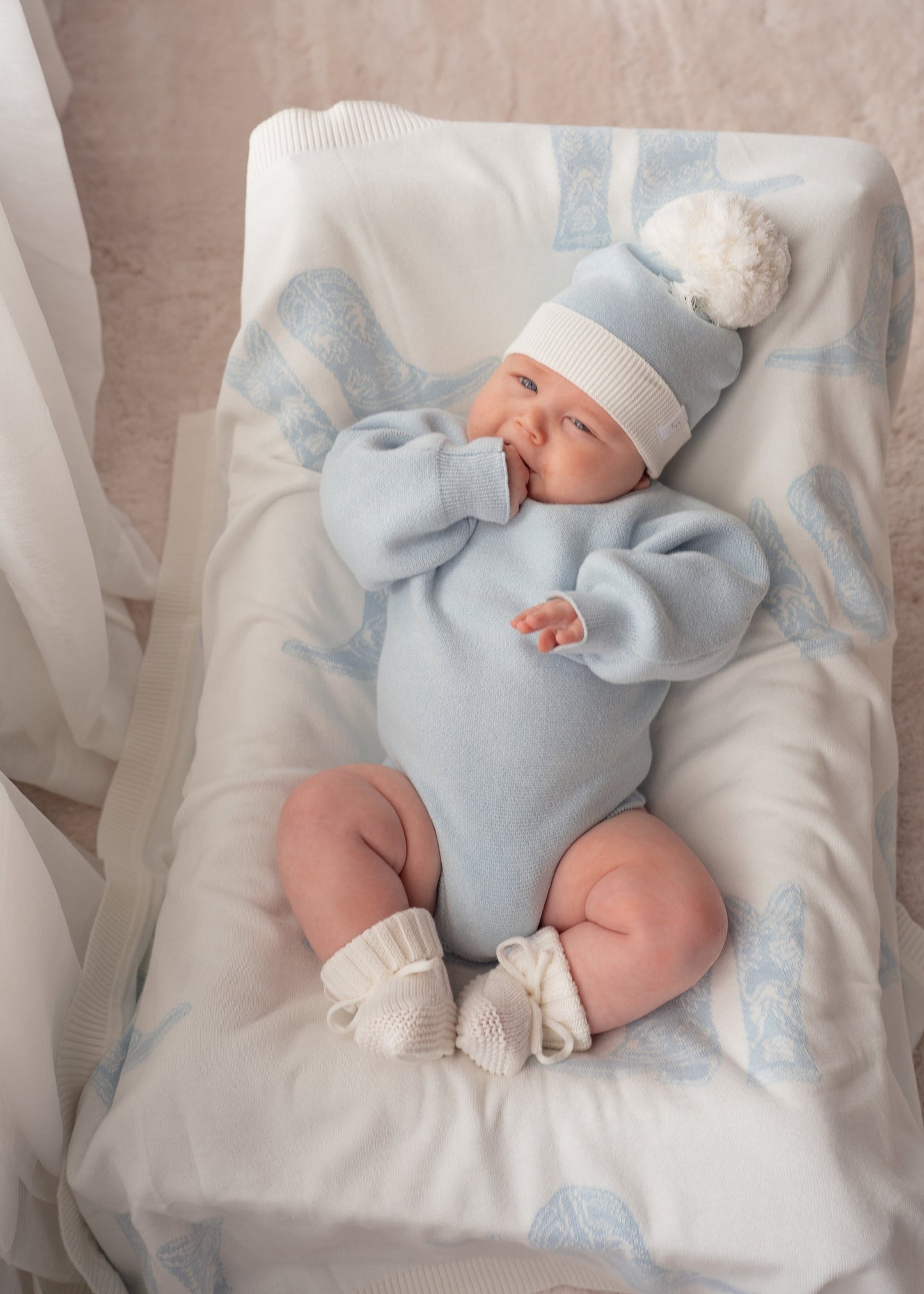 Flat Knit Romper | Sky Blue