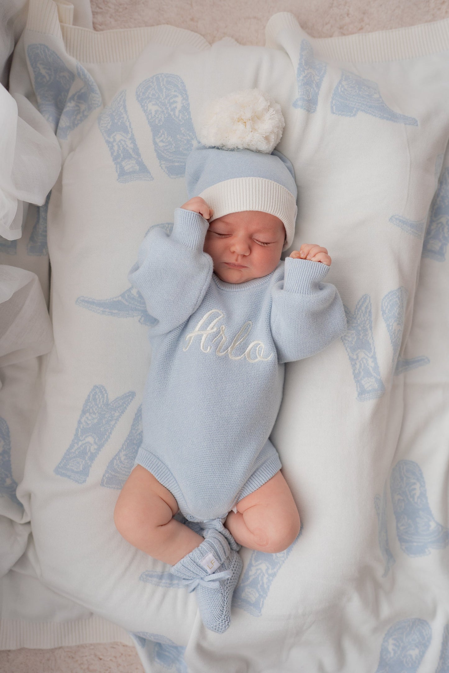 Flat Knit Romper | Sky Blue