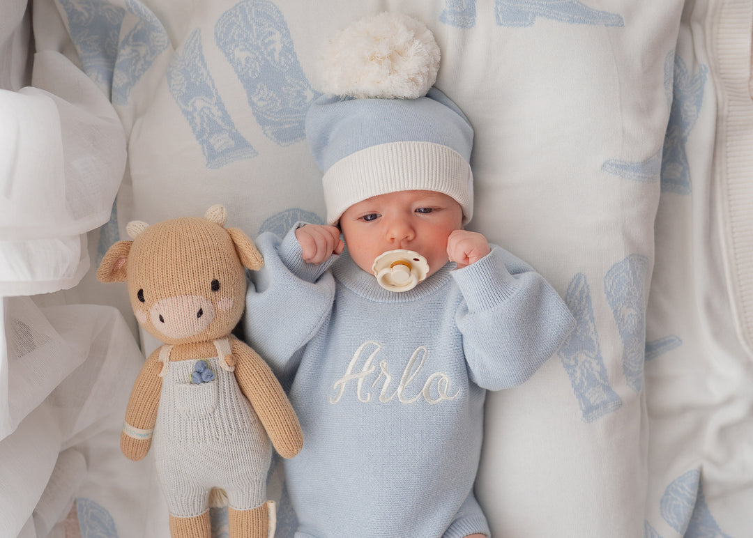 Flat Knit Romper | Sky Blue