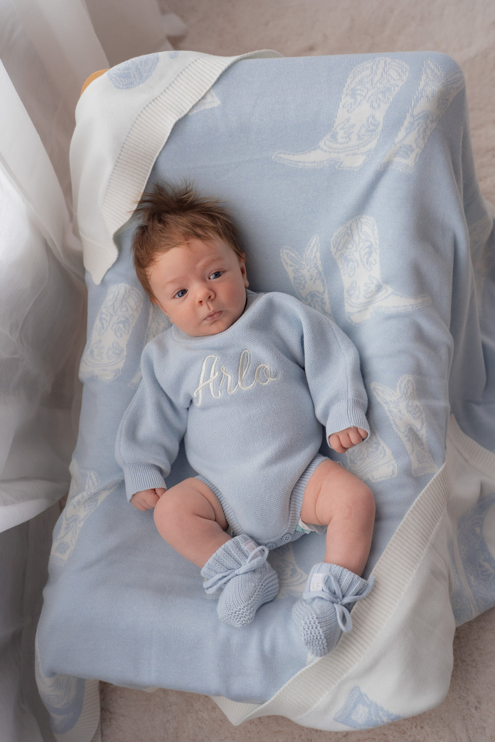 Flat Knit Romper | Sky Blue