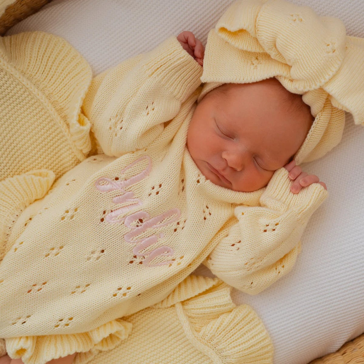 FRILL KNIT POINTELLE ROMPER | Lemon