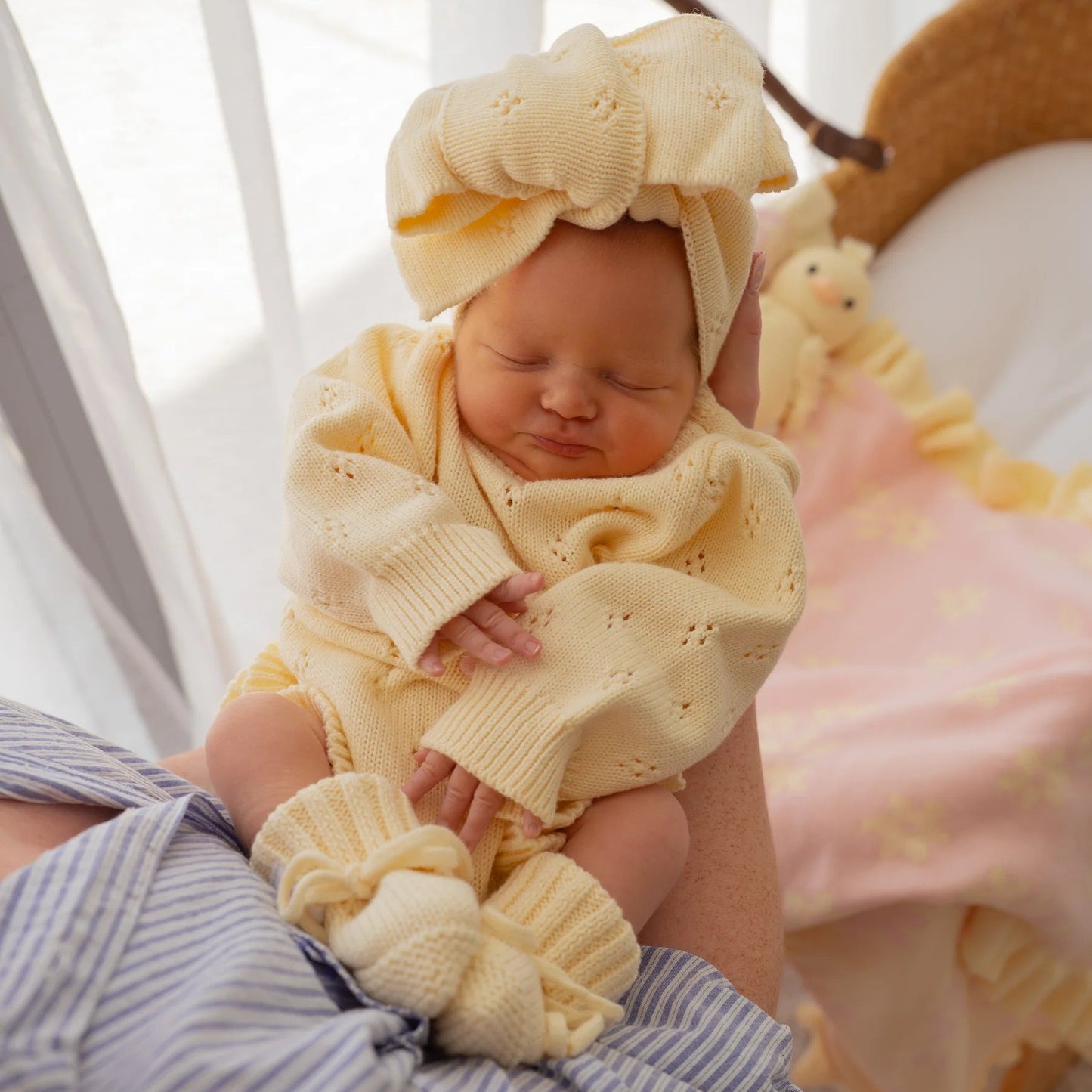 FRILL KNIT POINTELLE ROMPER | Lemon