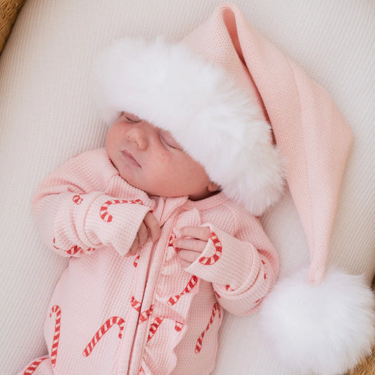 KNIT SANTA HAT | Baby Pink