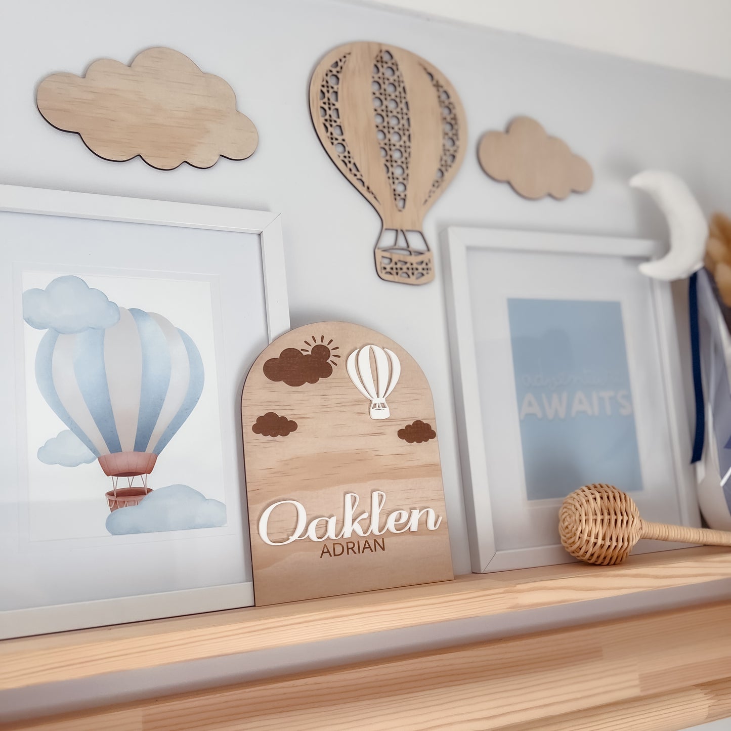 Wooden Name Plaque - Hot Air Balloon