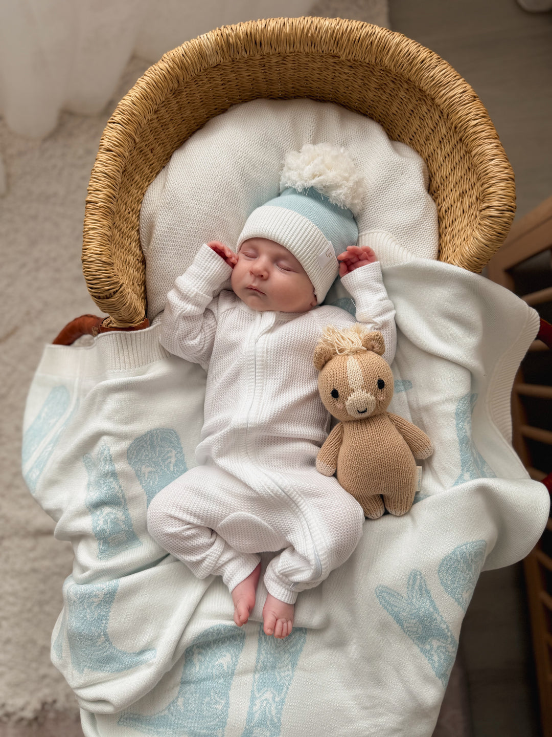 Knit Blanket | Sky Blue Cowboy Boots