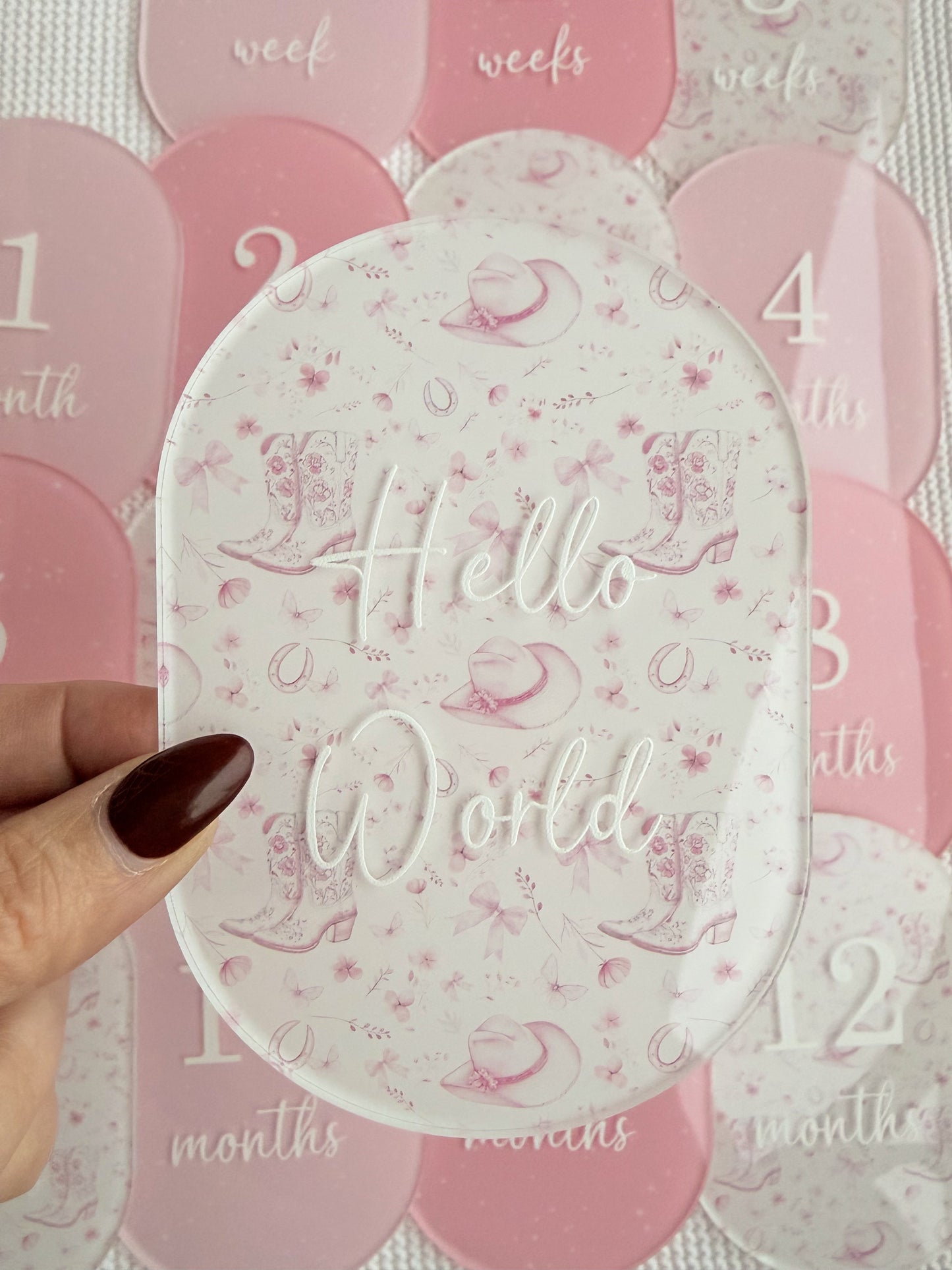 WESTERN COWGIRL MILESTONE SET OVAL | UV Printed Acrylic
