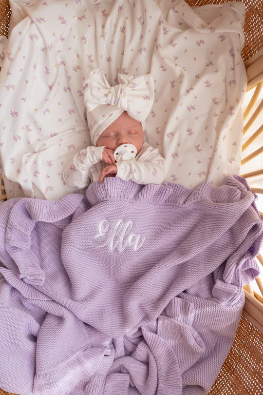 FRILL KNIT BLANKET | PASTEL LILAC