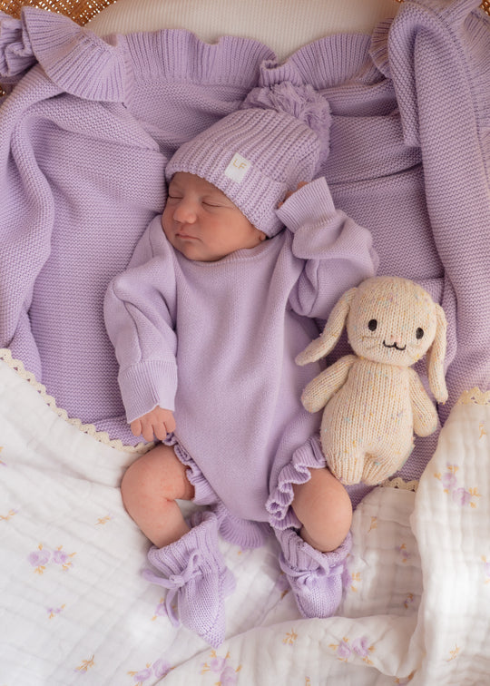 Frill Knit Romper - Pastel Lilac