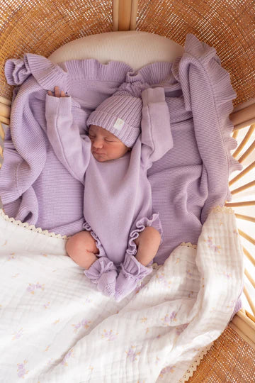 Frill Knit Romper - Pastel Lilac