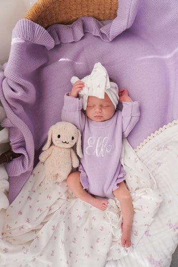 Frill Knit Romper - Pastel Lilac