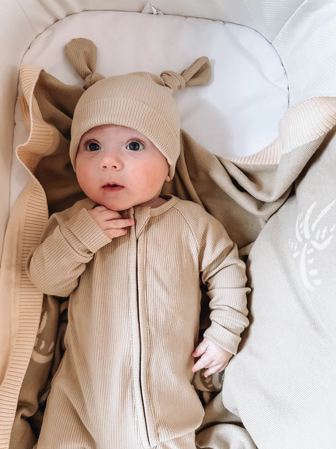 Zip Romper - Khaki Rib