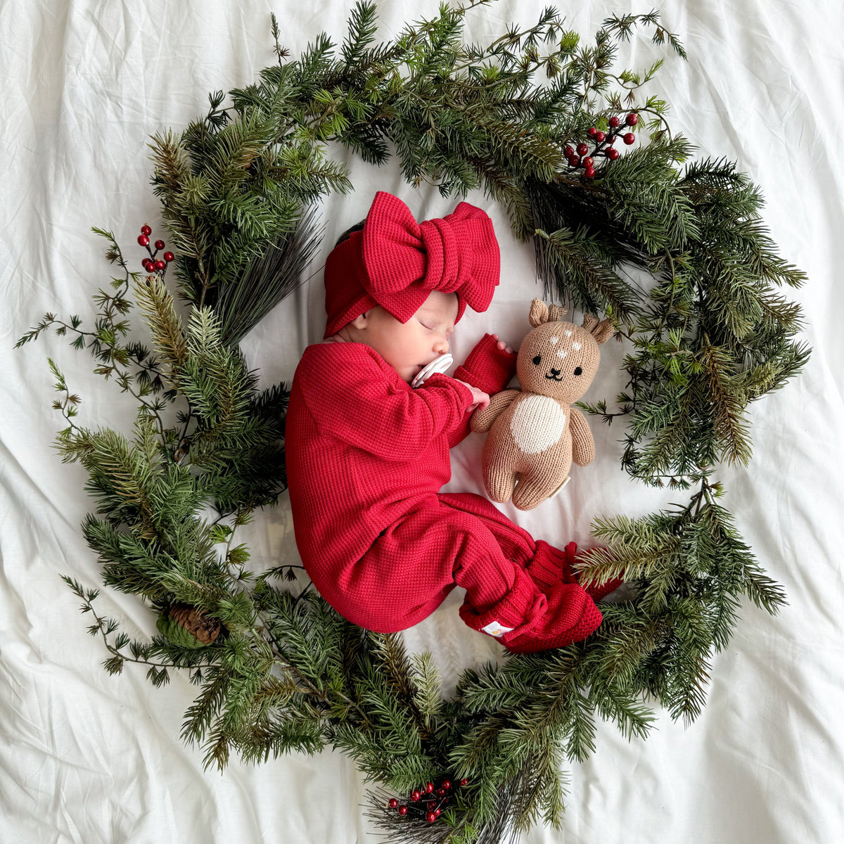Frill Zip Romper - Rudolph Waffle
