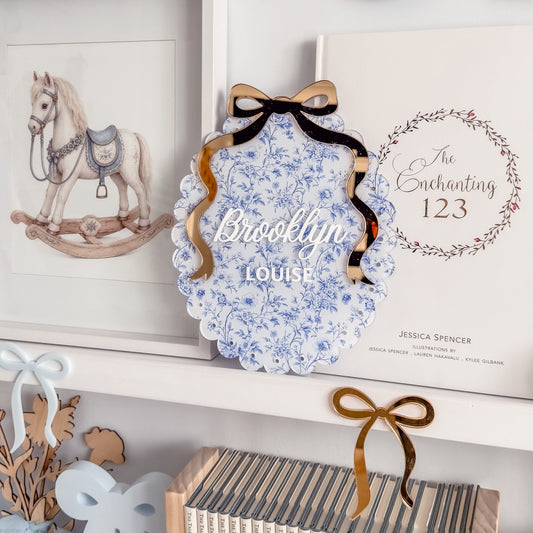 VINTAGE BOW NAME PLAQUE | UV Printed