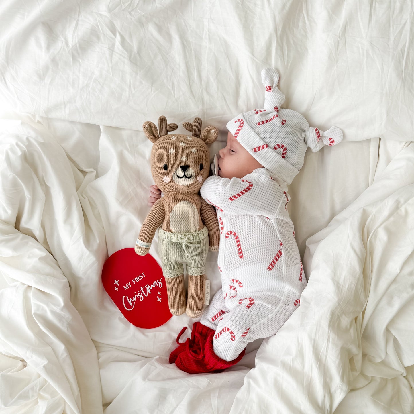 Zip Romper - Candy Cane Waffle