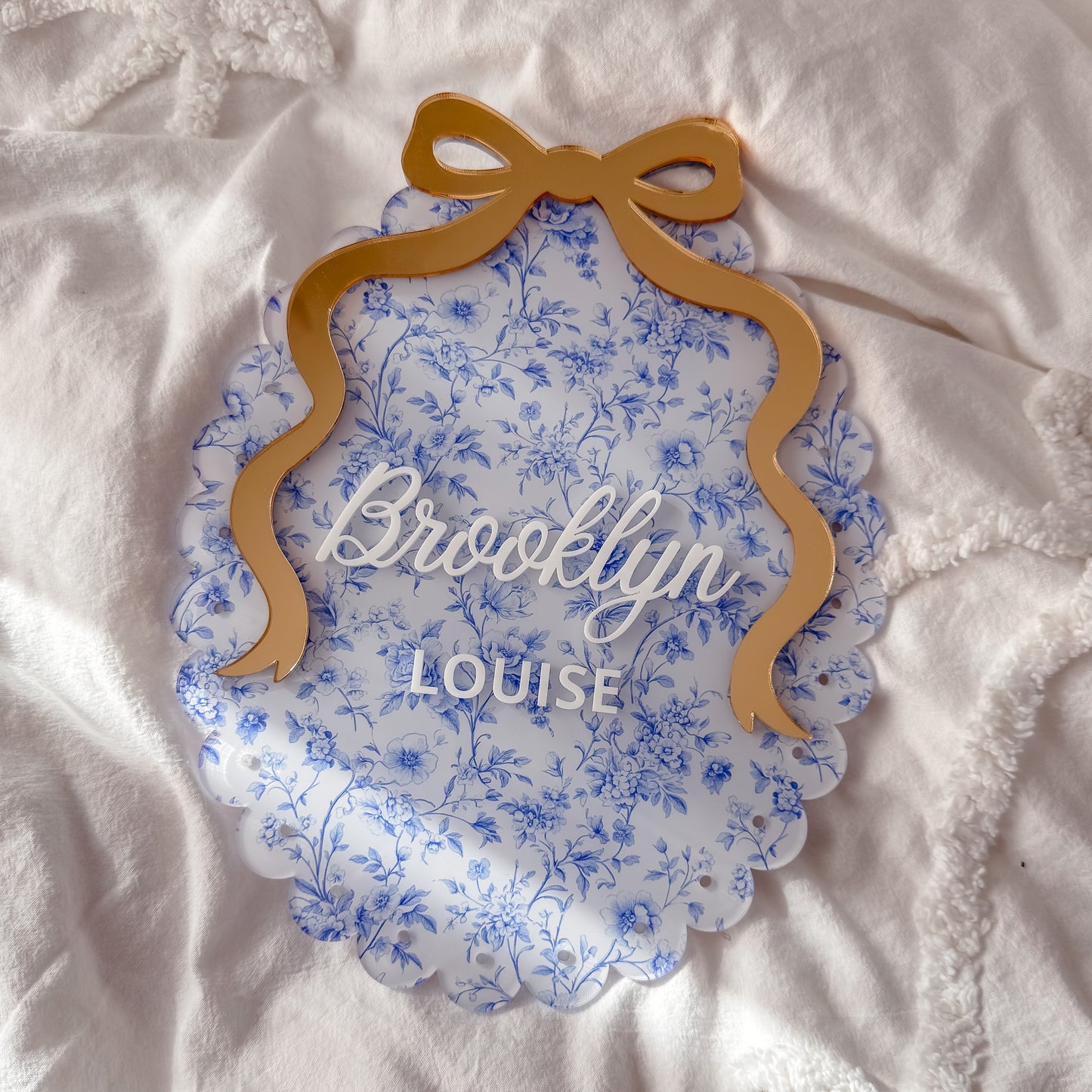 VINTAGE BOW NAME PLAQUE | UV Printed