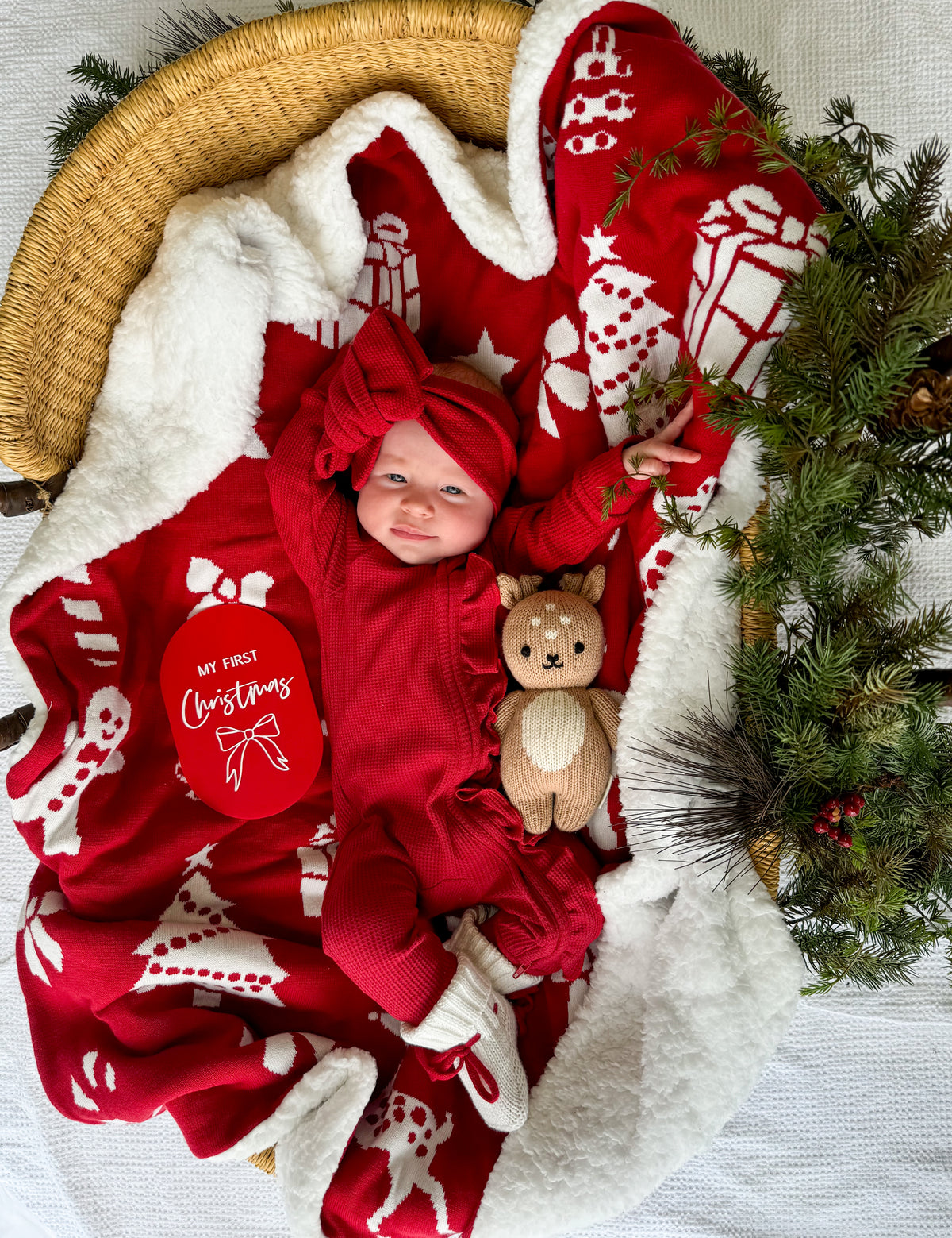Frill Zip Romper - Rudolph Waffle