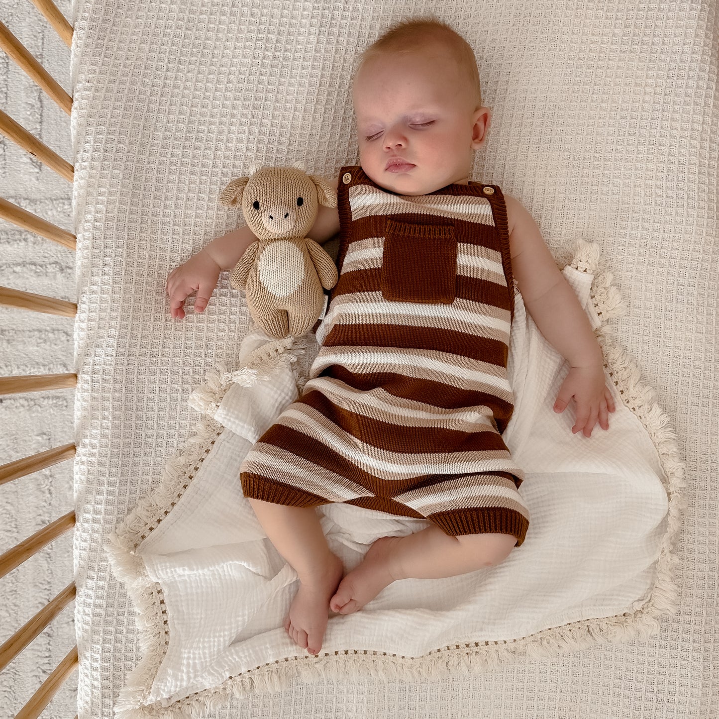 Stripe Knit Overalls - Earth