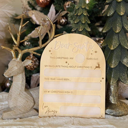DEAR SANTA LETTER | Engraved Plywood with Frosted Acrylic