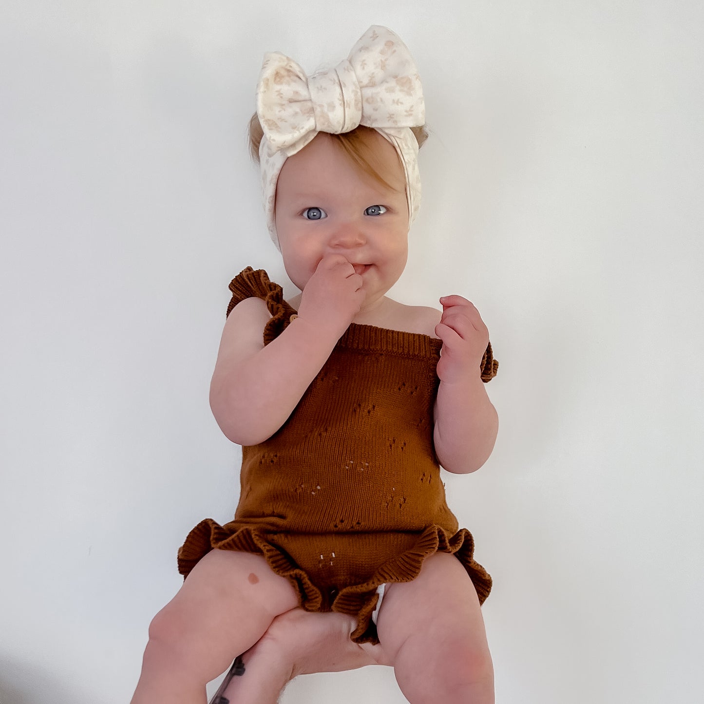 Pointelle Flutter Romper - Chocolate