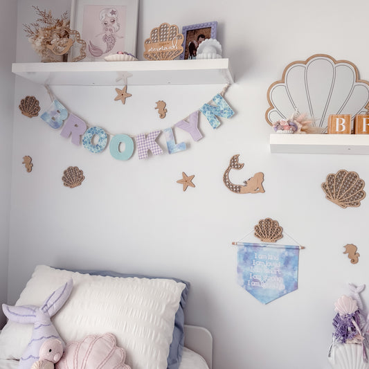 Wooden Rattan Look Wall Decor - Mermaids