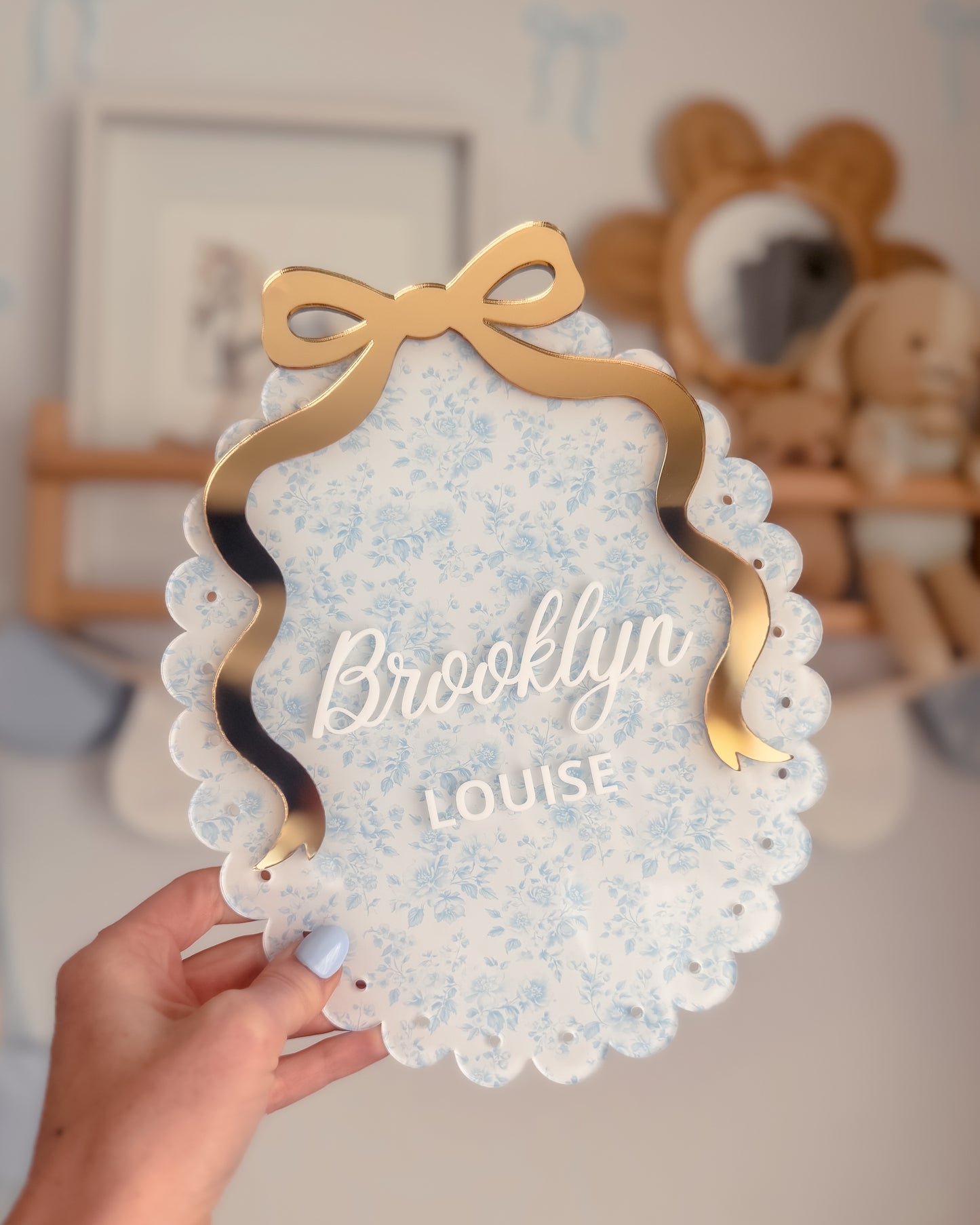 VINTAGE BOW NAME PLAQUE | UV Printed