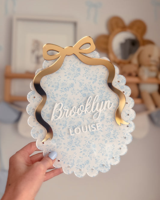 VINTAGE BOW NAME PLAQUE | UV Printed