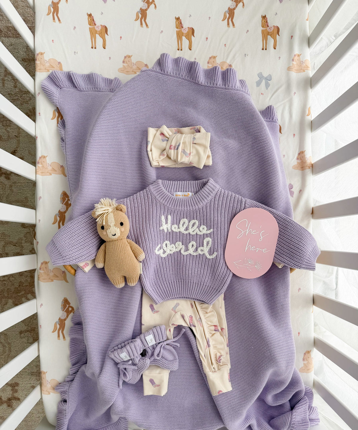 'HELLO WORLD' CHUNKY KNIT JUMPER | Pastel Lilac
