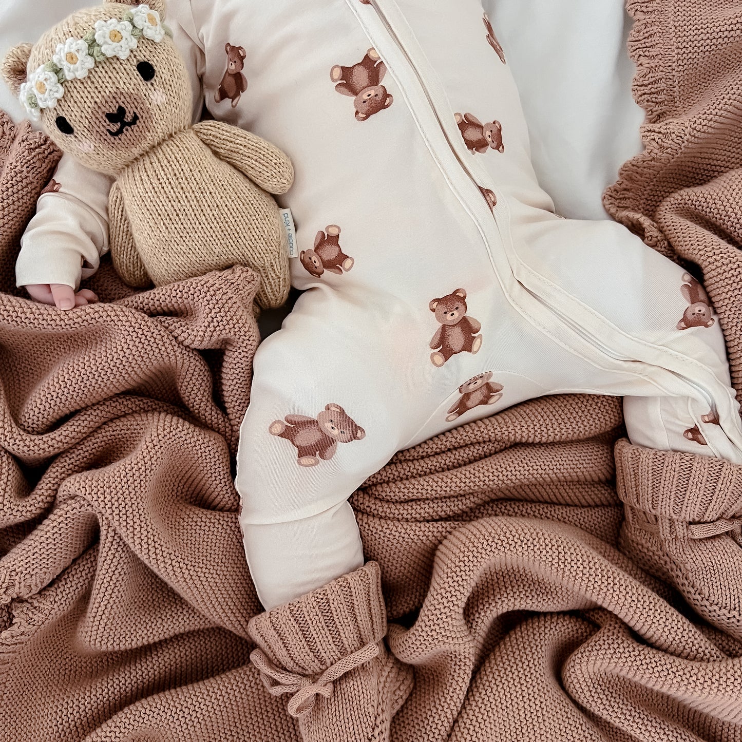 Zip Romper - Teddy Print