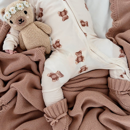 Knitted Heirloom Blanket - Teddy Colour