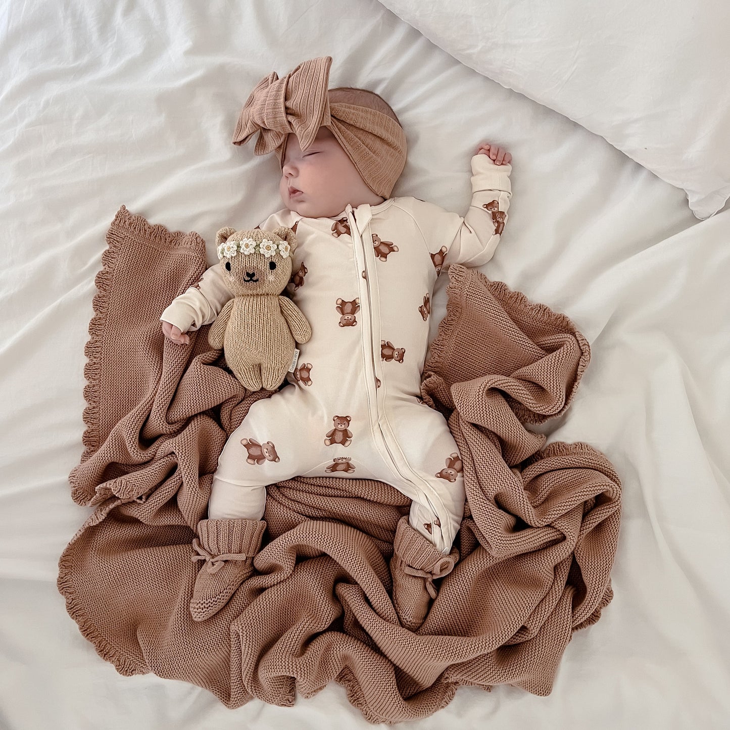 Zip Romper - Teddy Print