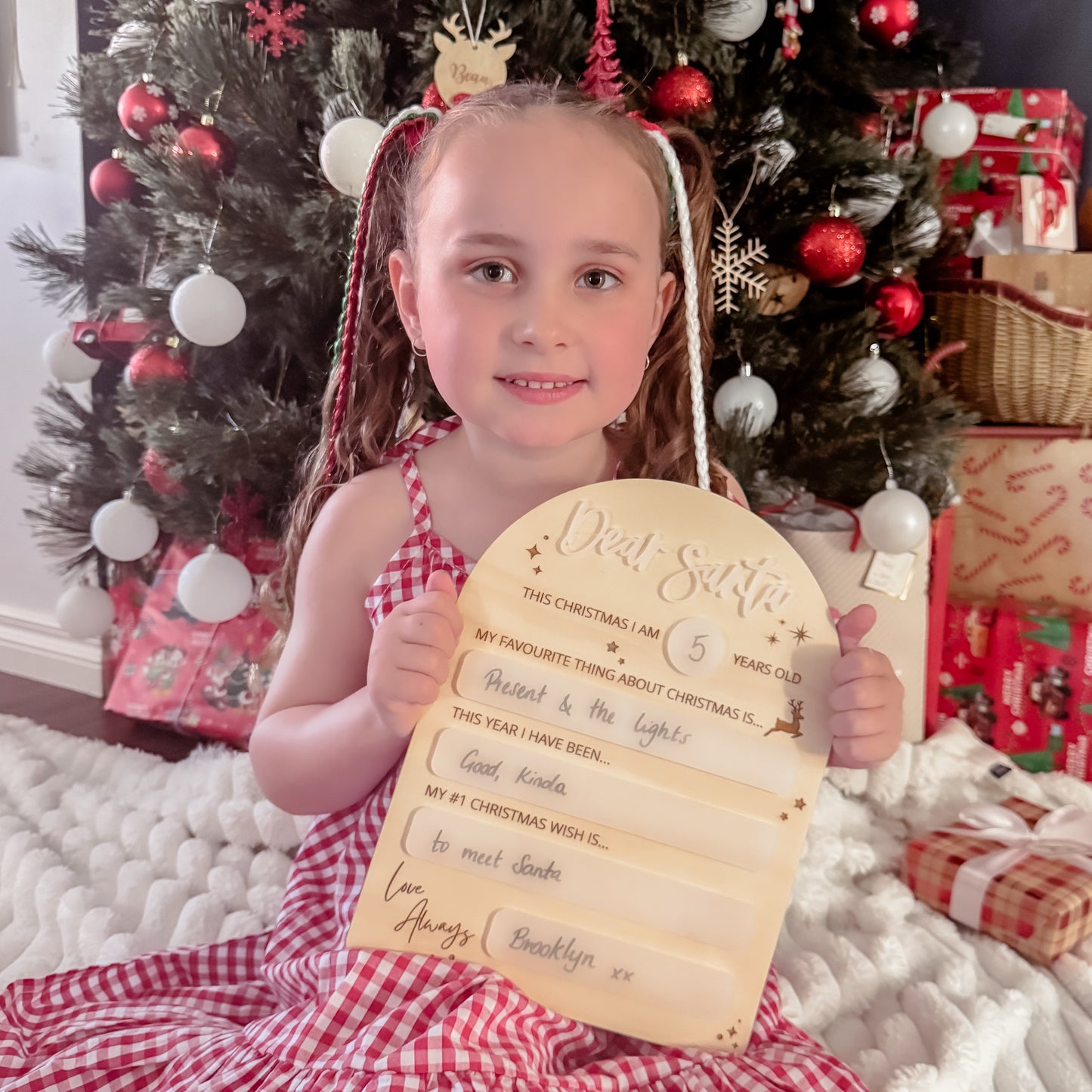 DEAR SANTA LETTER | Engraved Plywood with Frosted Acrylic