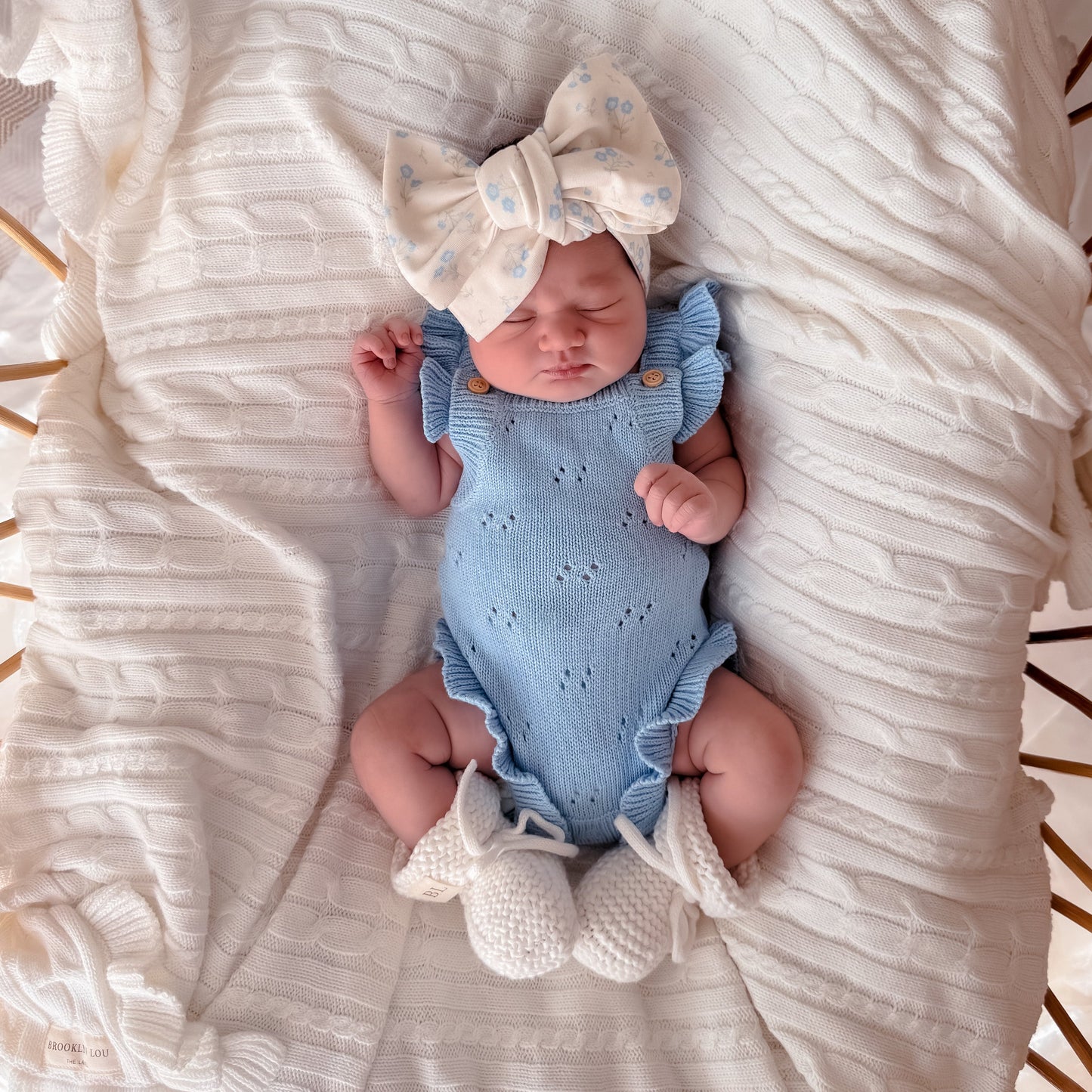 Pointelle Flutter Romper - Blue