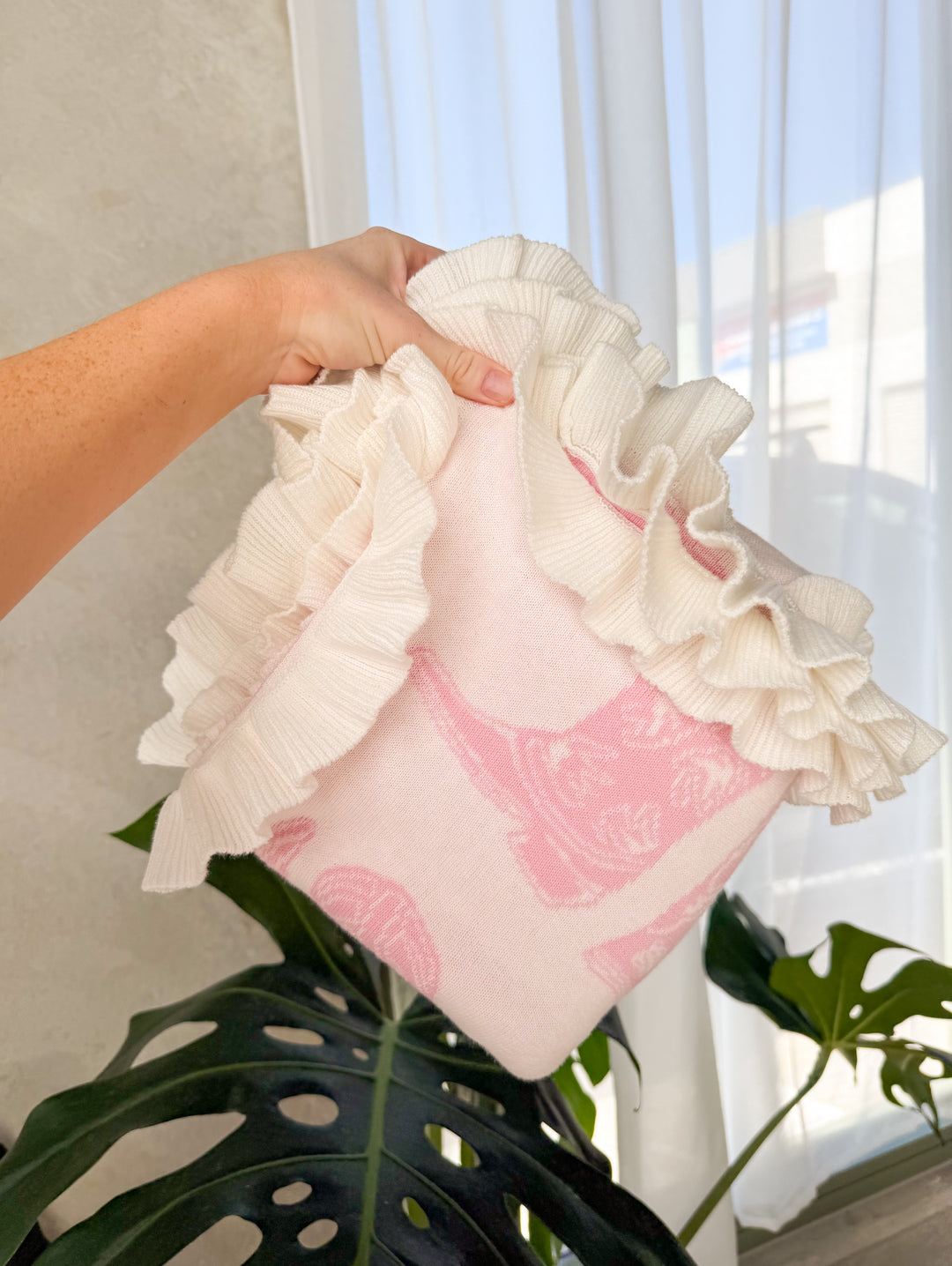 Knit Blanket | Pink Cowgirl Boots