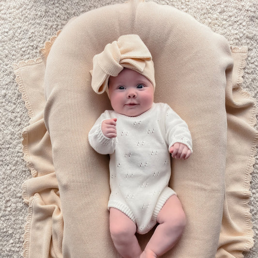 Knitted Heirloom Blanket - Cream