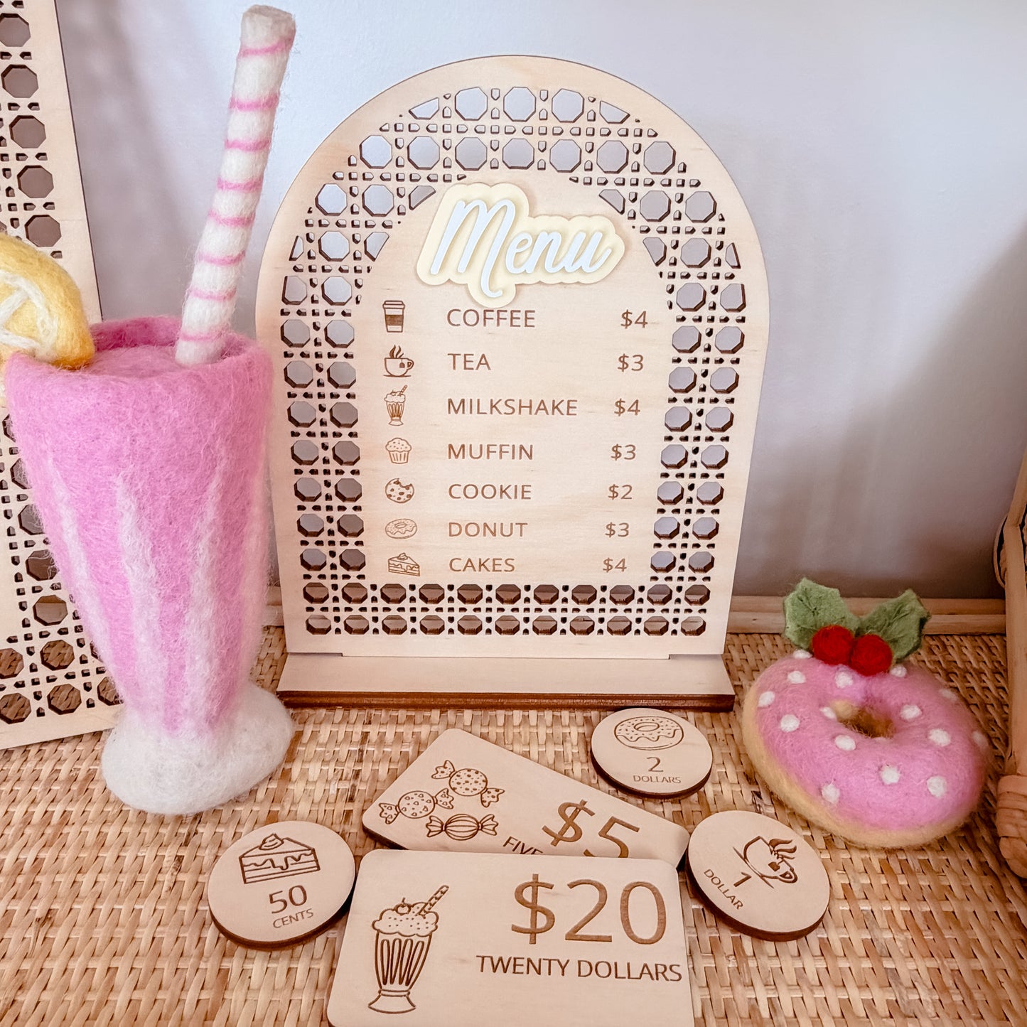 Wooden Rattan Look Play Cafe Menu