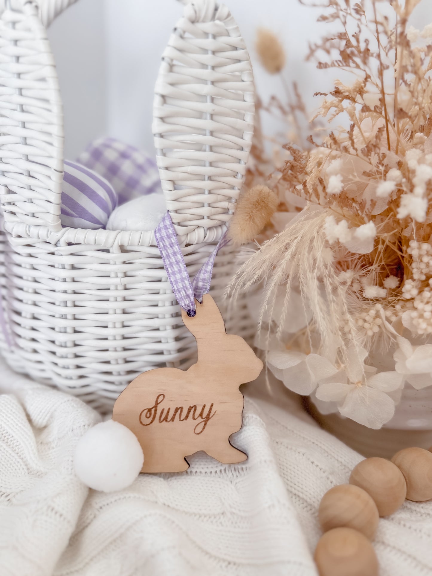 Easter Bunny Name Tag - Wooden